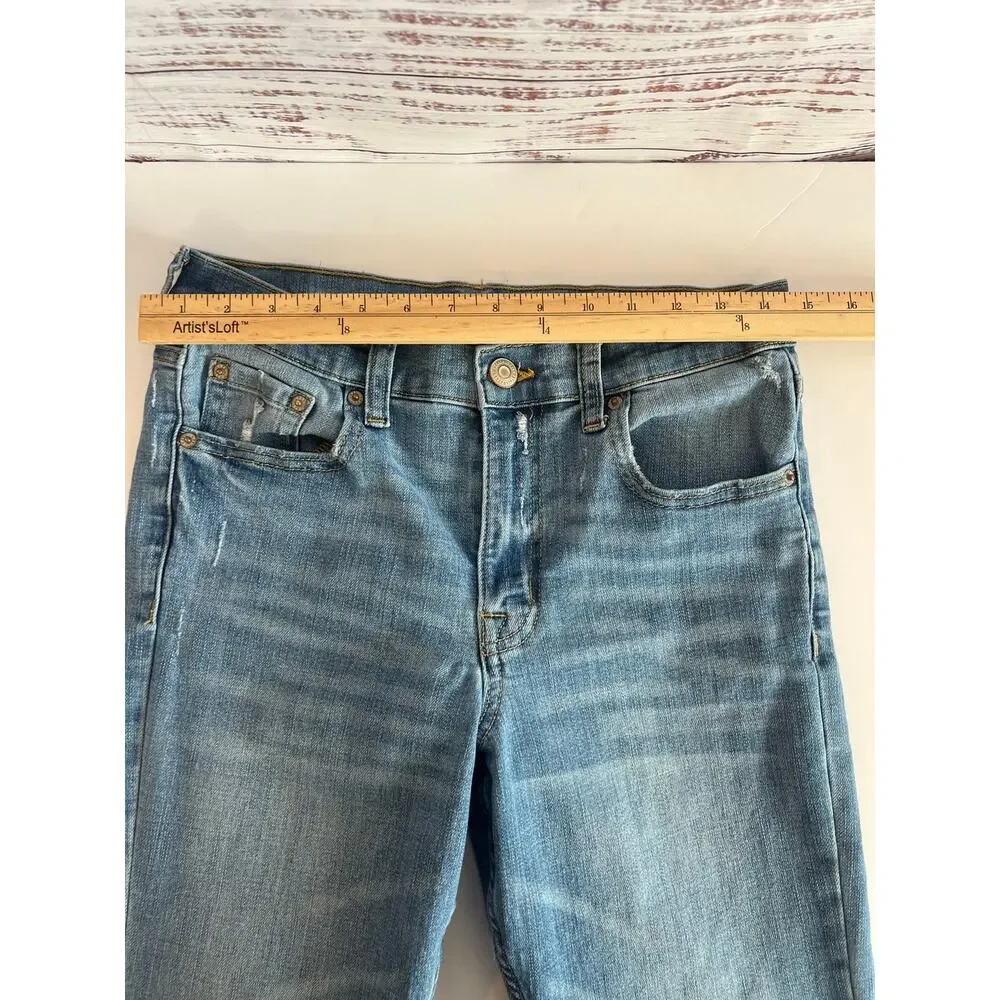 AREOPOSTALE HIGH RISE FLARE LEG JEANS MEDIUM LIGHT BLUE SIZE 8